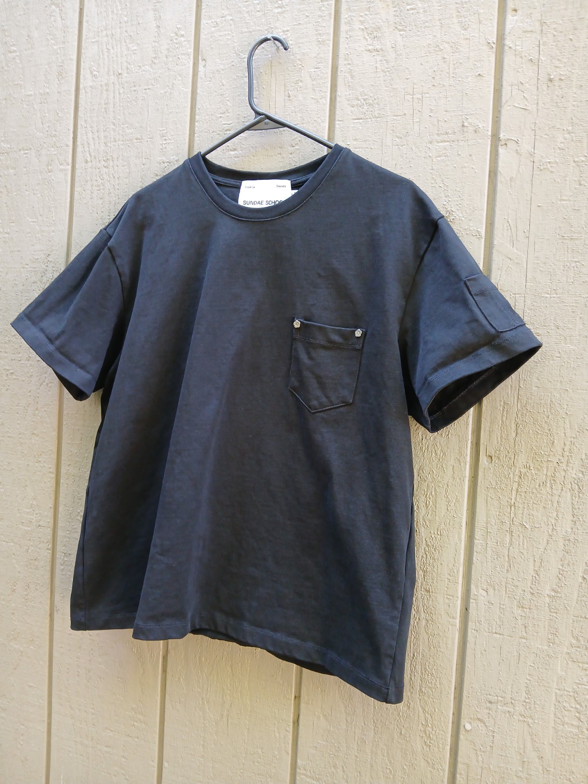 Sundae School Pocket Tee Shirt Small Black Heavyweight Stash Boxy Streetwear gallery