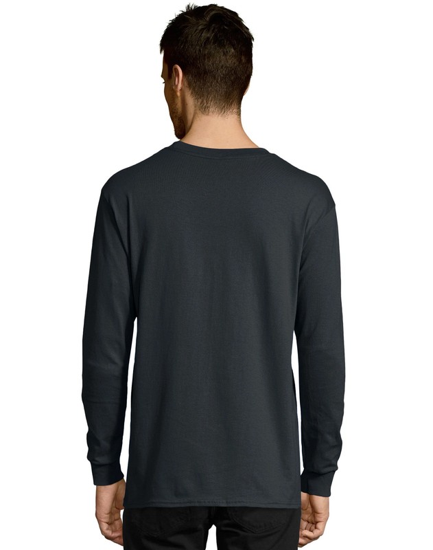 Hanes Essentials Men's Cotton Long Sleeve T-Shirt, Value 4-Pack gallery