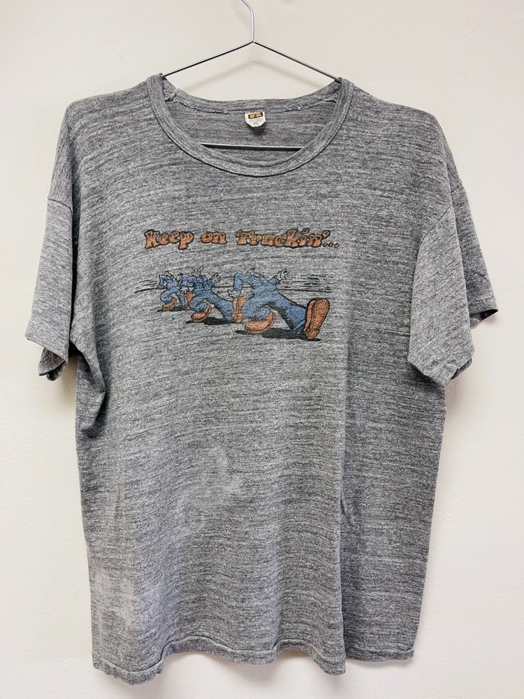Vintage Robert Crumb Keep On Truckin T Shirt 1970s 70s Russel Sz XL OG