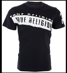 $69 TRUE RELIGION Black STENCEL Short Sleeve Graphic T-shirt NWT