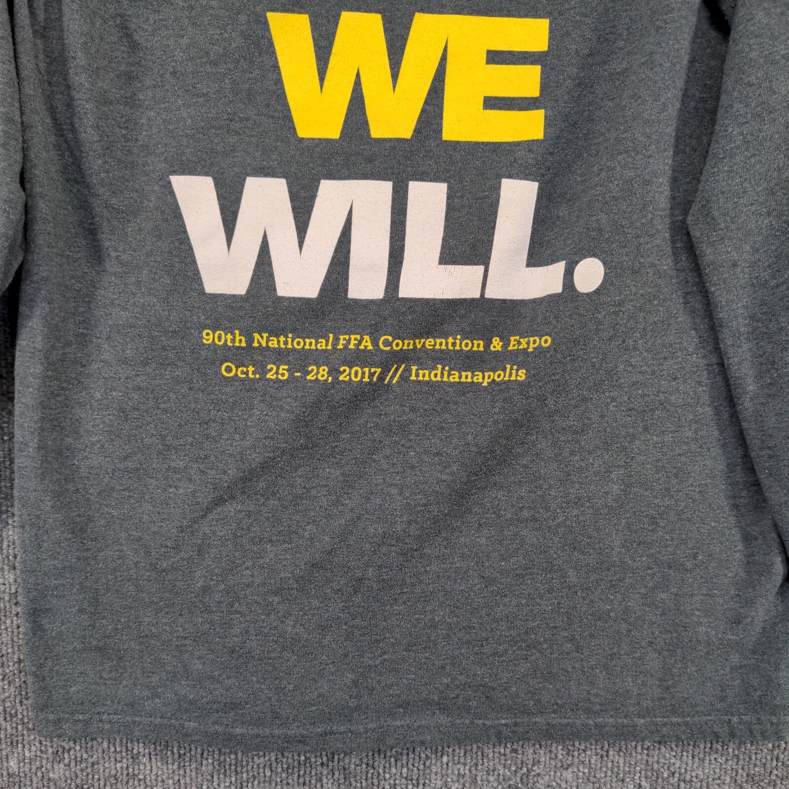 FFA Men's I Can We Will T-Shirt Gray Small Long Sleeve Crew Neck Polycotton gallery
