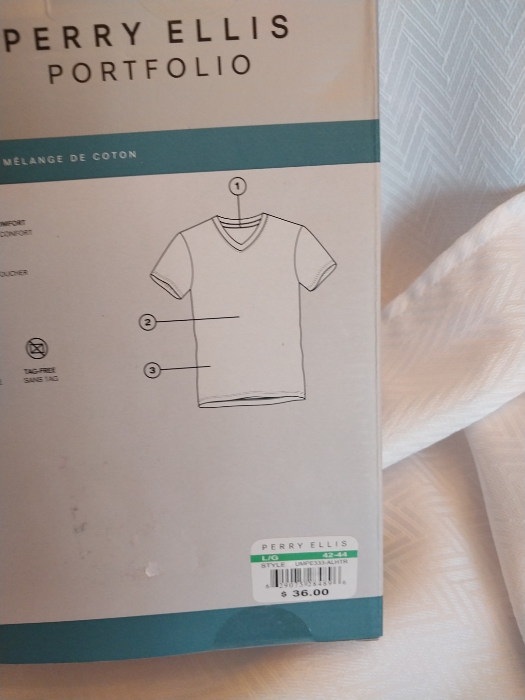 Perry Ellis Portfolio Large 3 Pack Cotton Blend V-Neck T-Shirts White,Gray,Black gallery