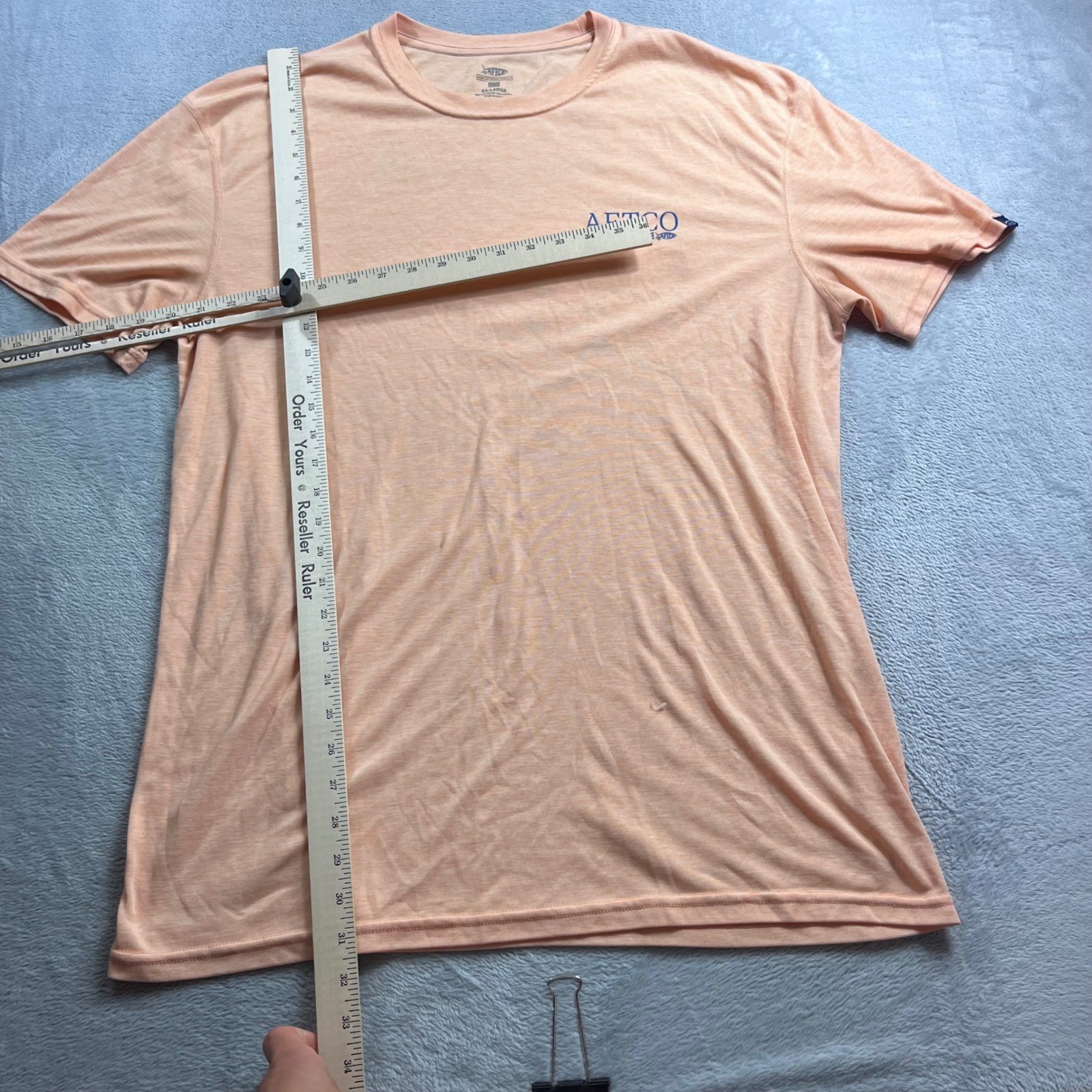AFTCO Men XXL Peach Heather Performance T-Shirt Short Sleeve Fishing Graphic Tee gallery