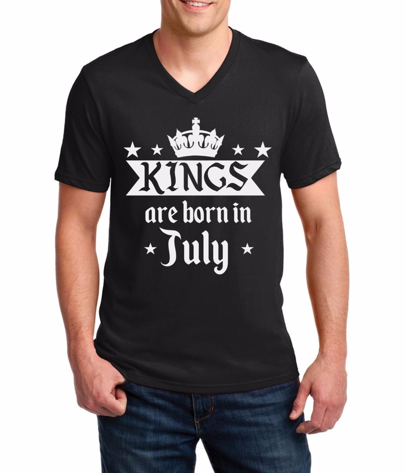 V-neck Kings Are Born In July Shirt Birthday Gift For Men Fathers Day Christmas gallery