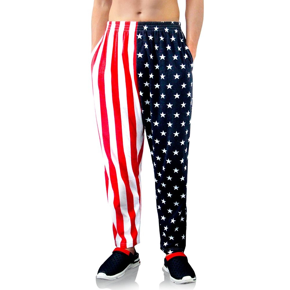 American Flag Joggers for Men with Pockets - Size M Red Sport Sweatpants gallery