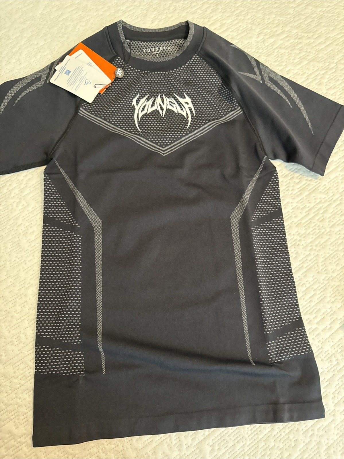 YoungLA Warrior Compression Tee Men's S Black/Gray Short Sleeve Crew gallery