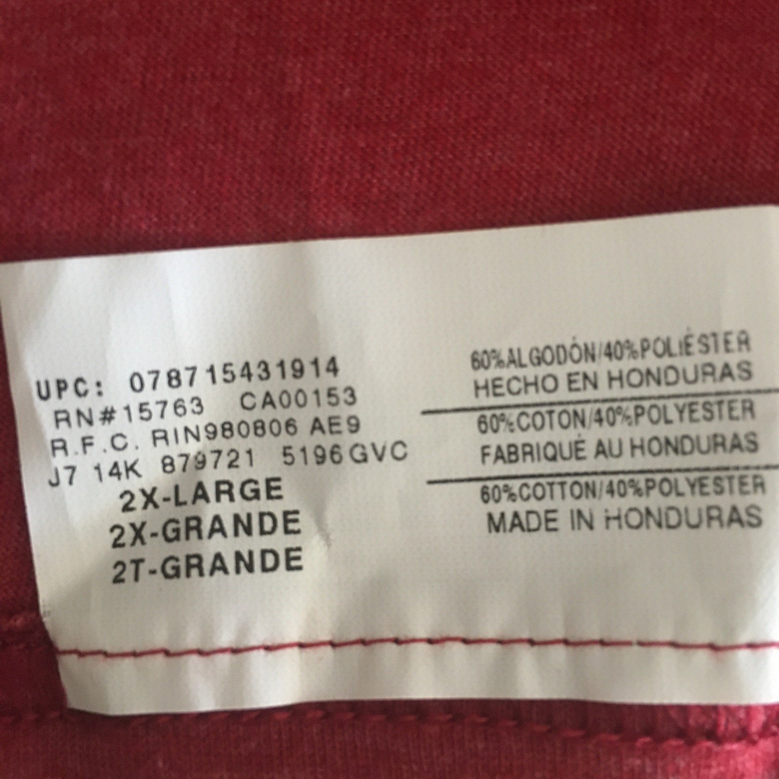 Hanes ComfortBlend Short Sleeve Red Henley Gray Raglan Tee Big Men 2XL gallery