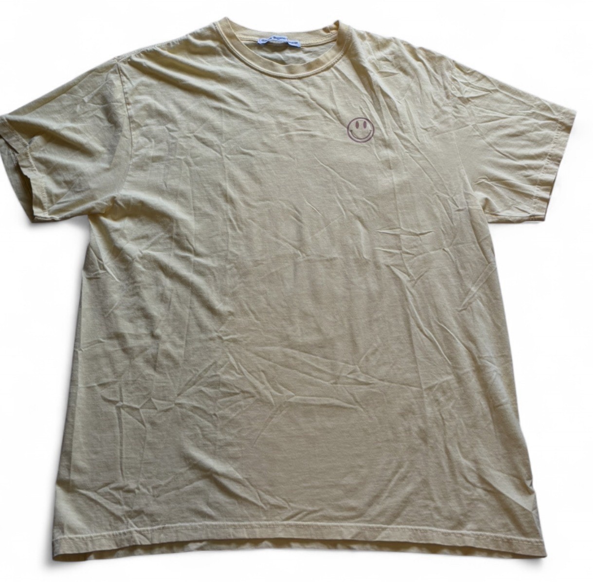 Beige Smiley "DO WHAT MAKES YOU HAPPY" Graphic Print T-Shirt XL Crew Neck SS gallery