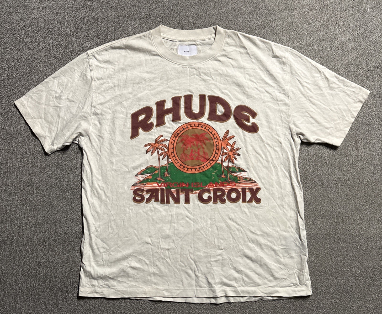 Rhude Saint Croix T Shirt Medium Cream Virgin Islands Tee gallery