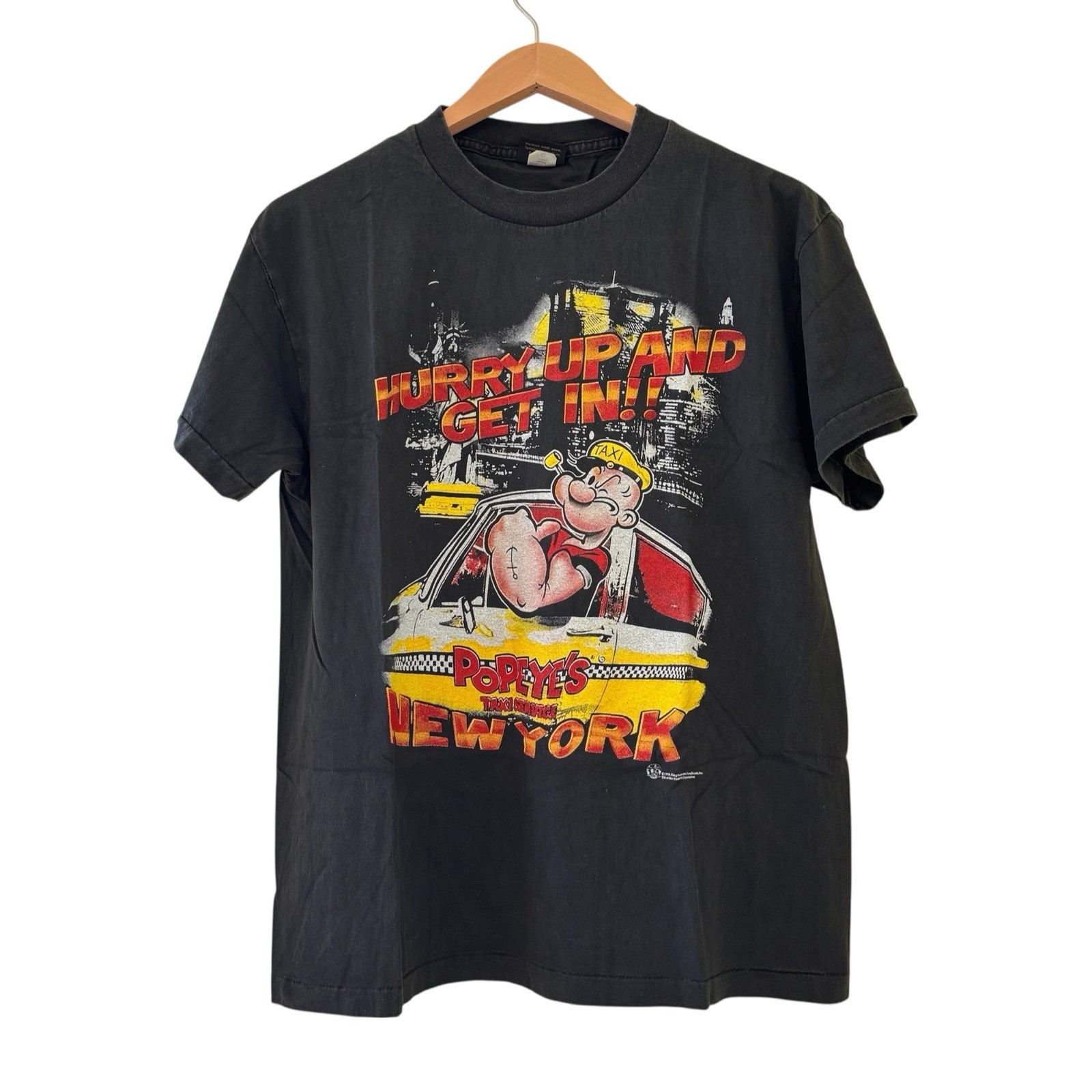 Vintage 1996 Popeye Taxi Service New York T-Shirt Changes Tag Large Reprint gallery