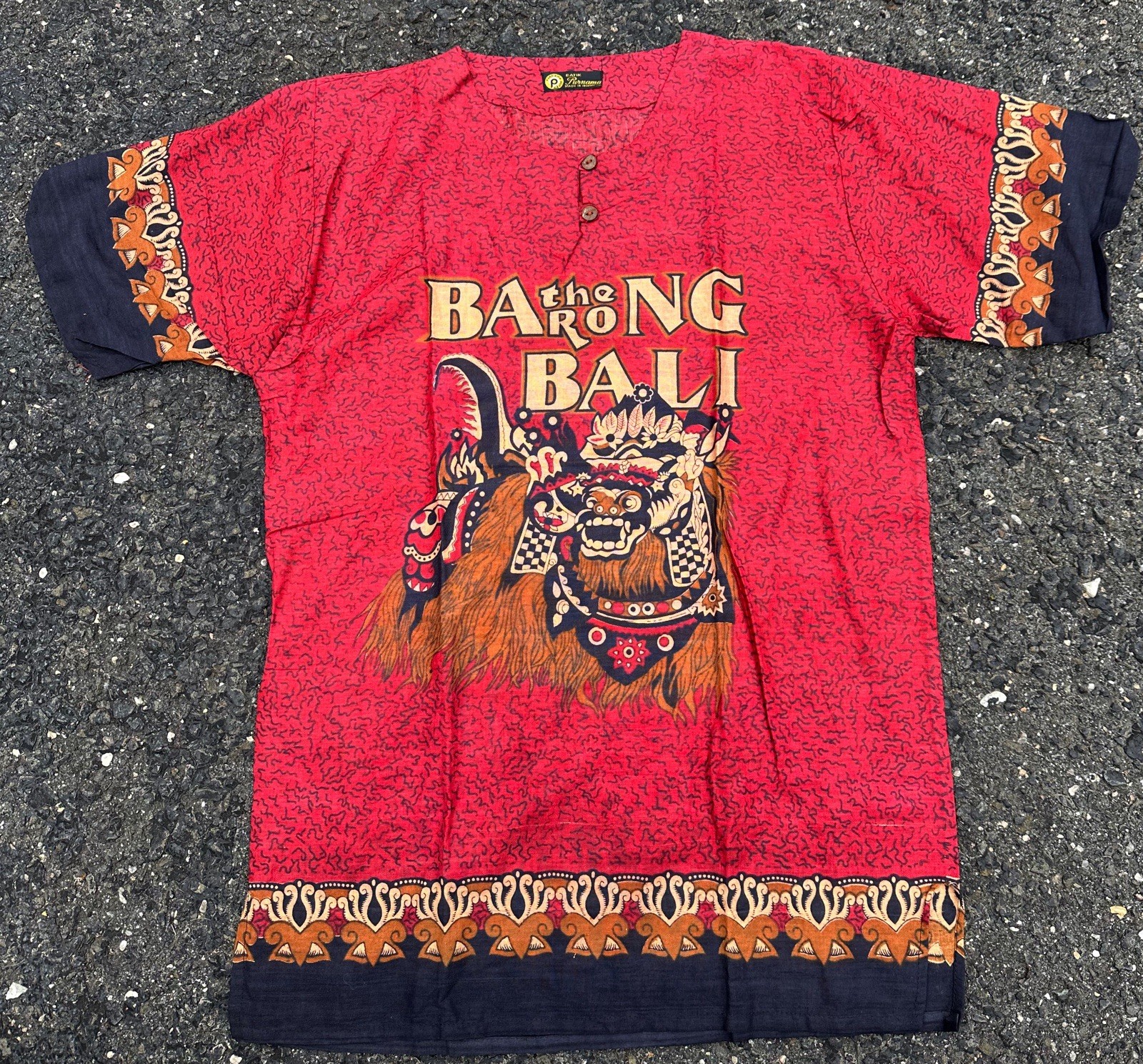 VTG Batik THE BARONG BALI Top LARGE TRADITIONAL Mythology Shirt INDONESIA RARE gallery
