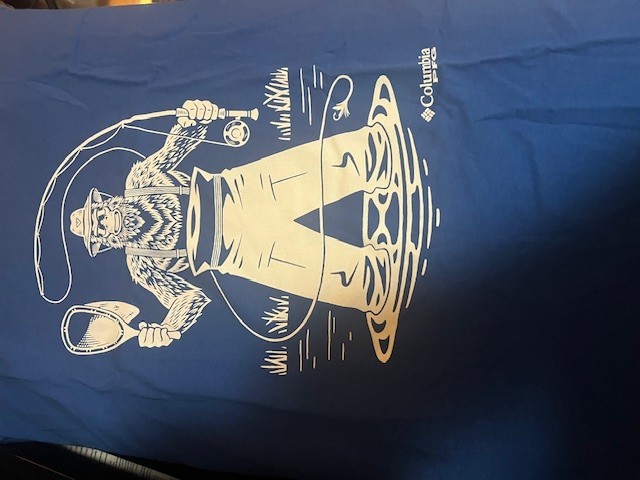 Columbia Mens Novelty Tee Blue and White XL 100% Cotton APE Fisherman gallery