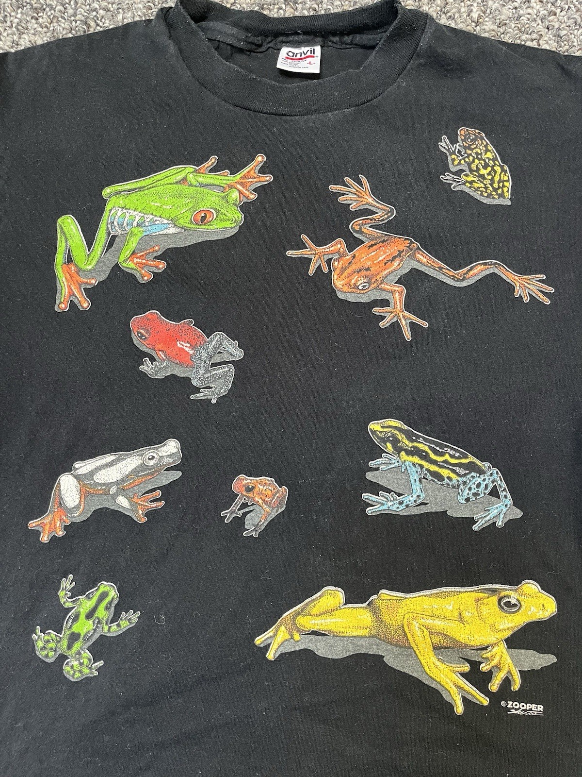 Vintage 90s All Over Print Front Back Nature Frogs Colorful Mens Boxy Large gallery