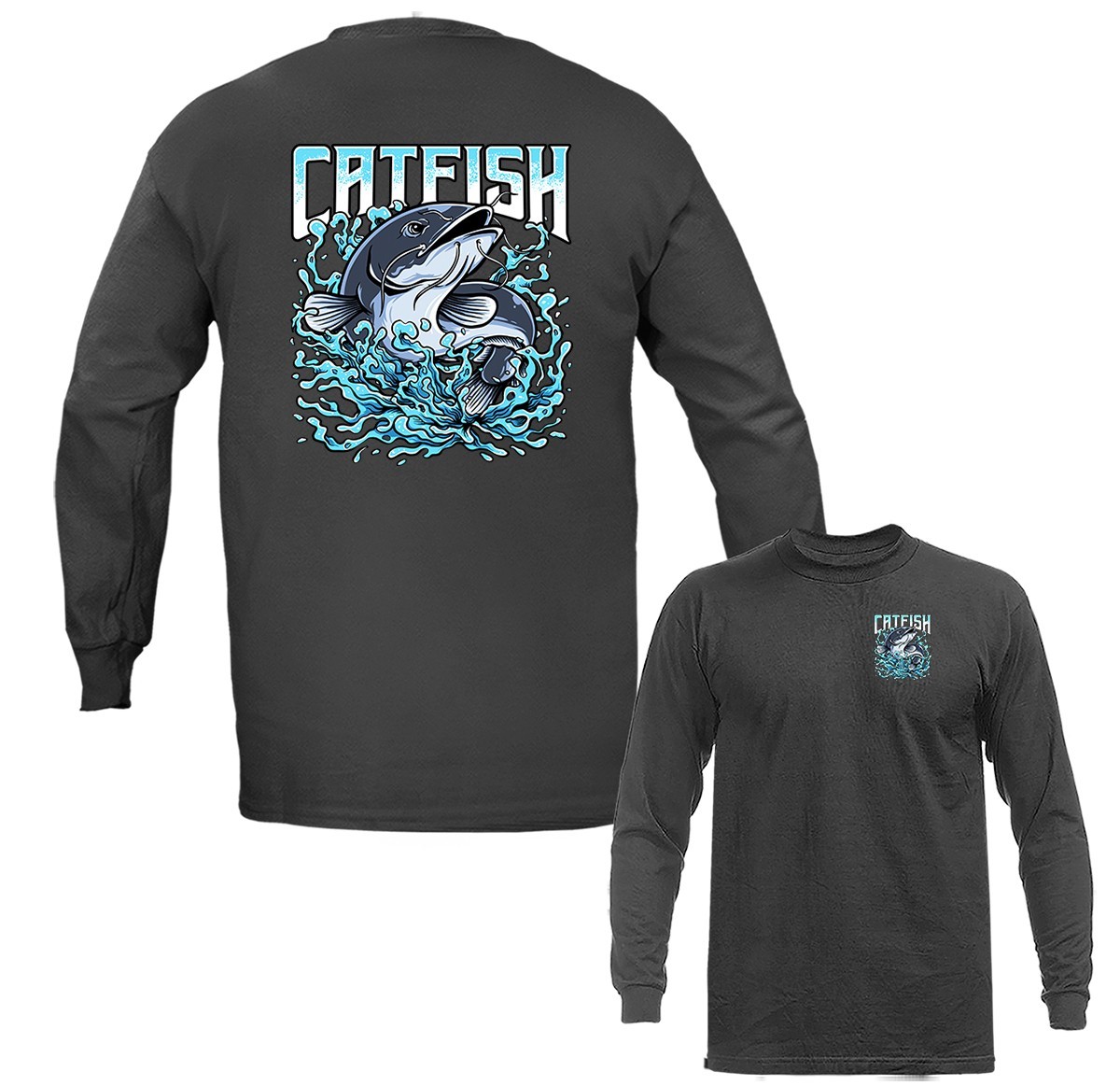 Catfish Clash Splash of Power Outdoor Sports Fishing Long Sleeve T-Shirts