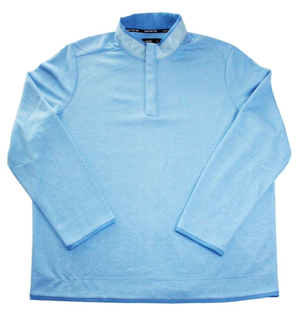 Three Sixty Six Mens 2X Pullover 1/4 Snap Mock Collar Long Sleeve Rib Knit Blue gallery