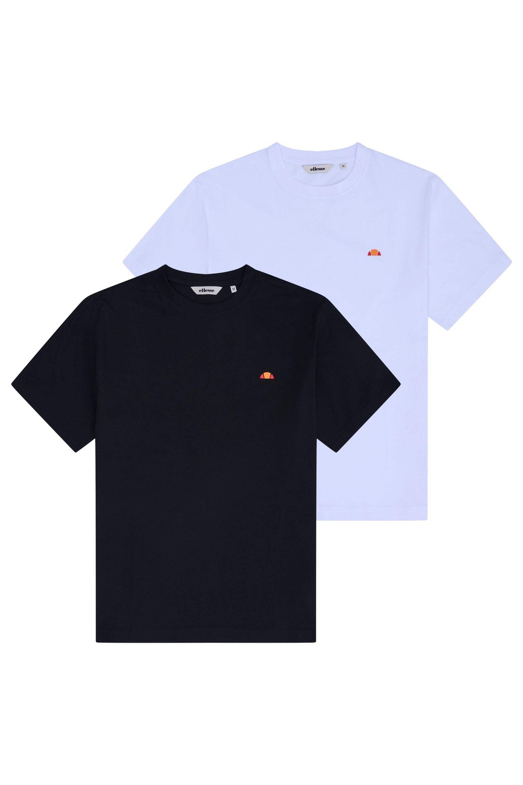Ellesse 2 Pack T-Shirts Men’s Crew Neck Plain Logo Black White