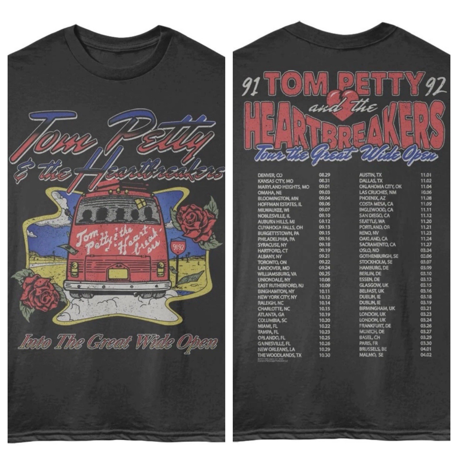 Tom Petty T Shirt Heartbreakers 91 -92 GREAT WIDE OPEN TOUR Rock Music New F&B
