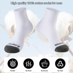 Mens 100% Cotton Cushioned Moisture Wicking Ankel Socks, Athletic Performance…