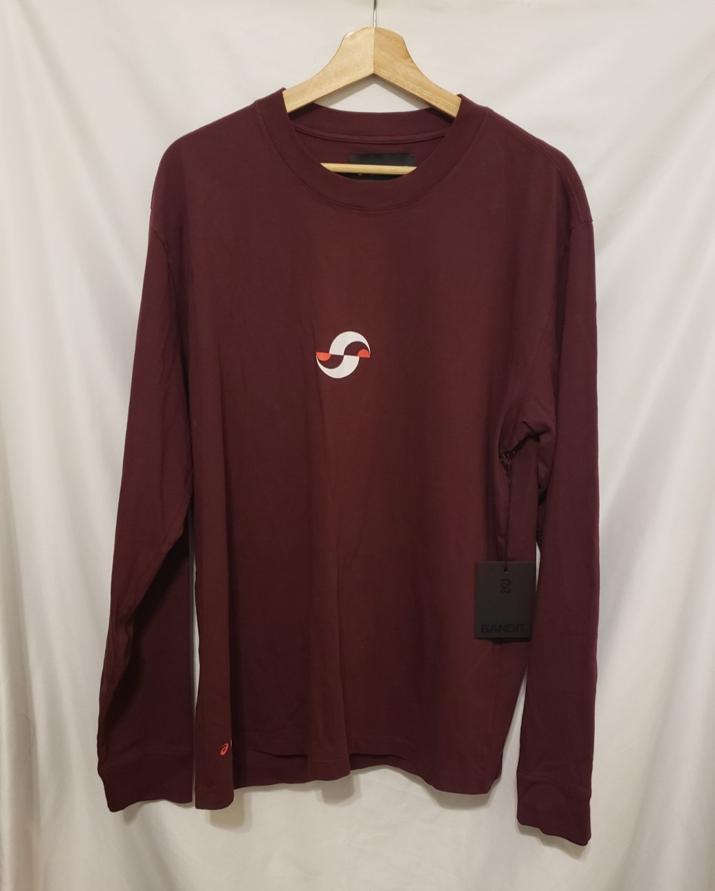 Bandit x ASICS Running Long Sleeve Cotton Tee Men Large Port Red Crewneck