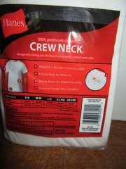 New 2005 Hanes 2 Crew Neck Tagless White Tee T-Shirts L 42-44 NIP