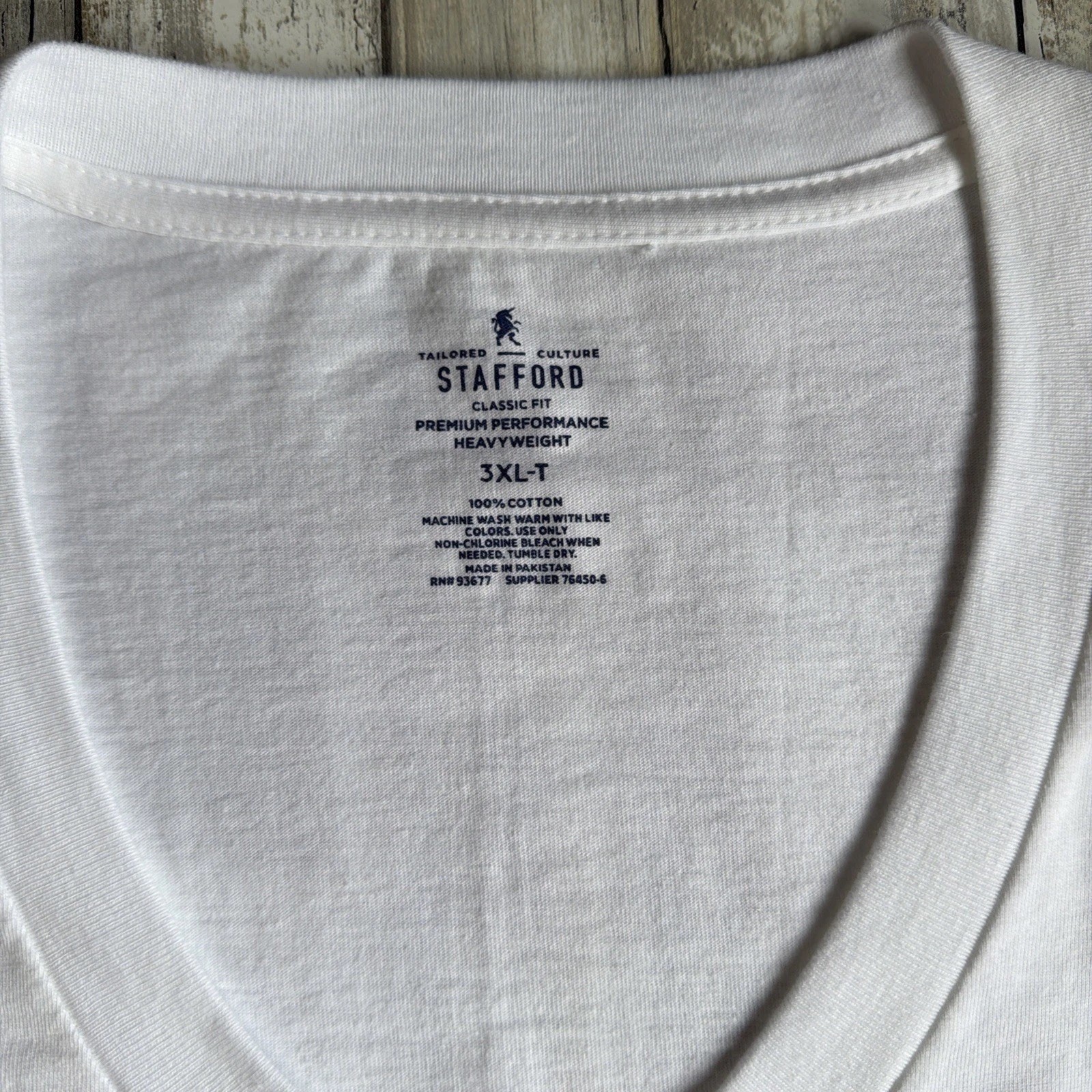 Stafford Men’s 3XLT White Heavyweight Classic Fit Premium Performance Cotton Tee gallery