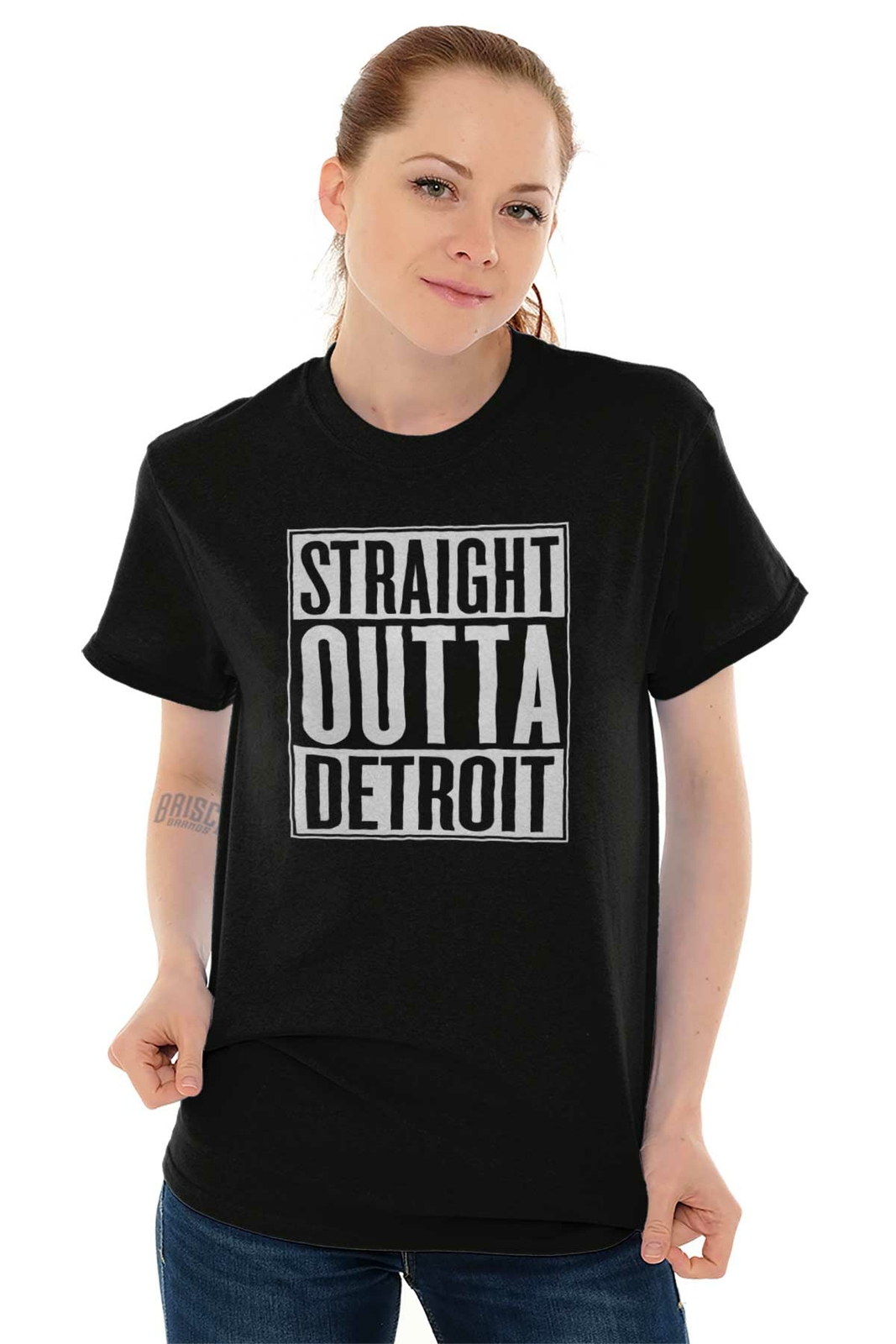 Straight Outta Detroit Michigan Souvenir Womens or Mens Crewneck T Shirt Tee gallery