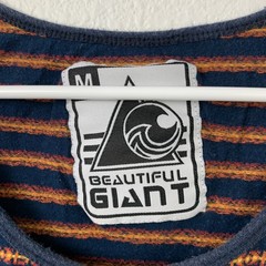 Beautiful Giant Men’s M Medium Striped Tank Top Navy Blue Orange Pocket