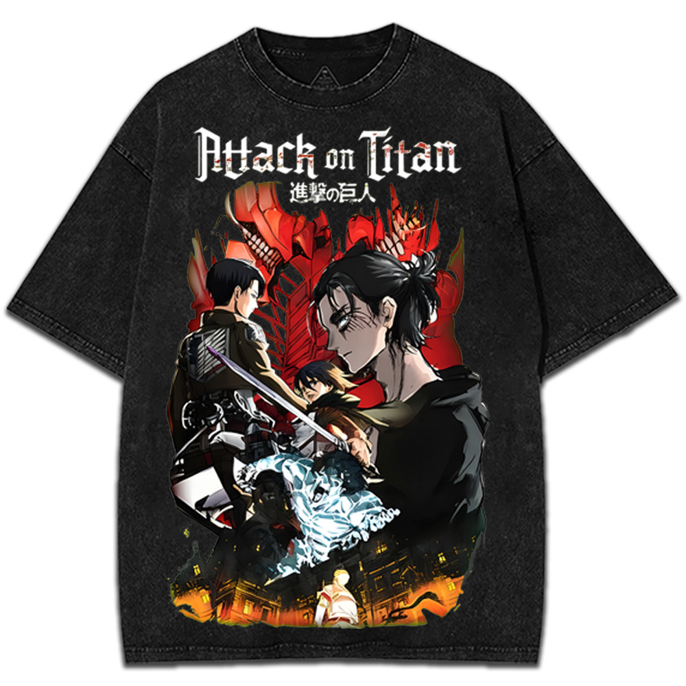 Faded Graphic Attack on Titan Vintage Anime T-Shirt