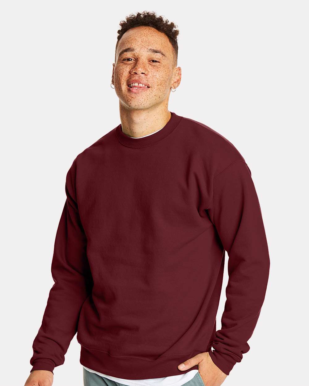 Hanes Men's Sweatshirt Long Sleeve Cuff Waistband Ecosmart Crewneck Fleece P160 gallery
