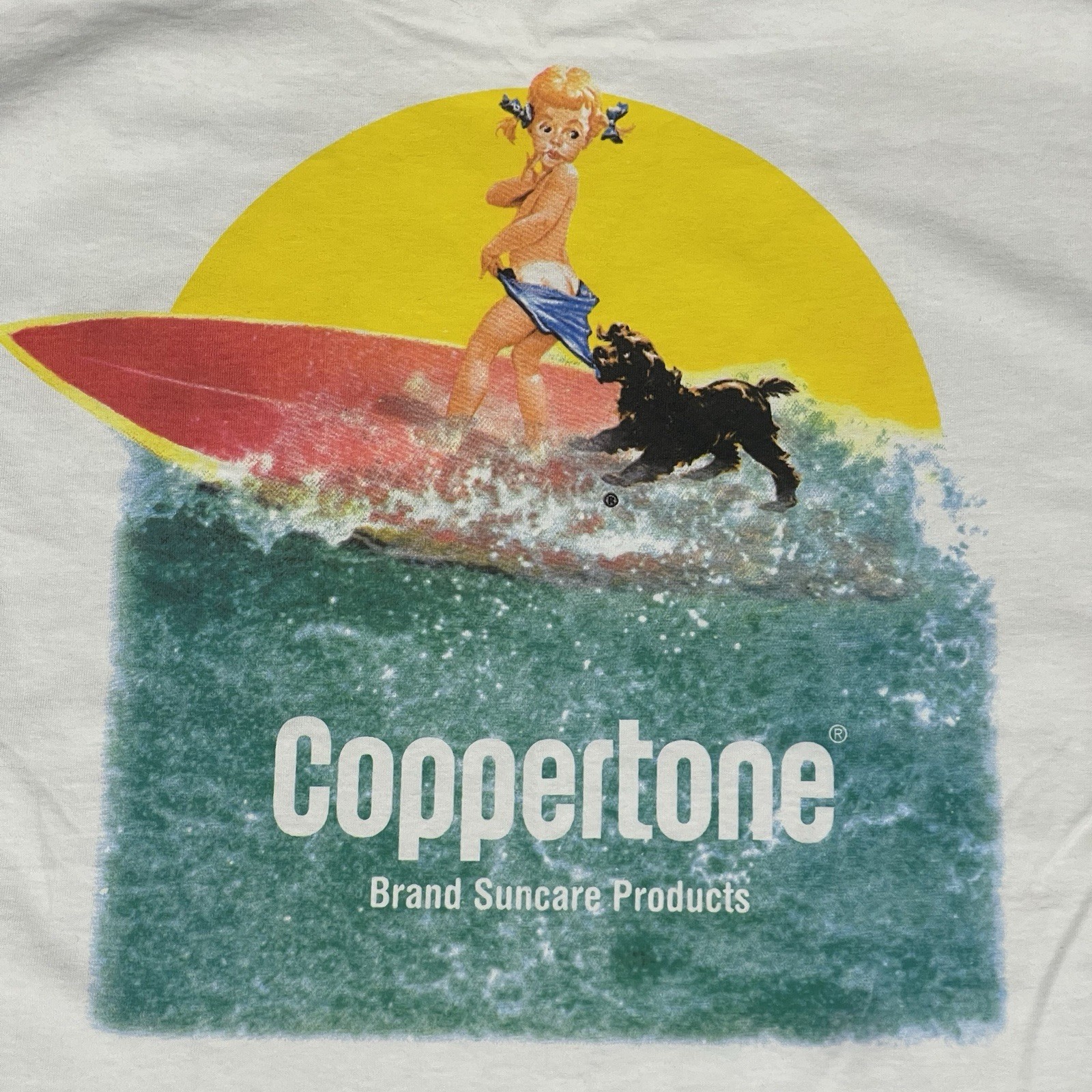 Vintage 90s Coppertone Sunscreen Tee Shirt Mens XL Single Stitch Ad Promo gallery