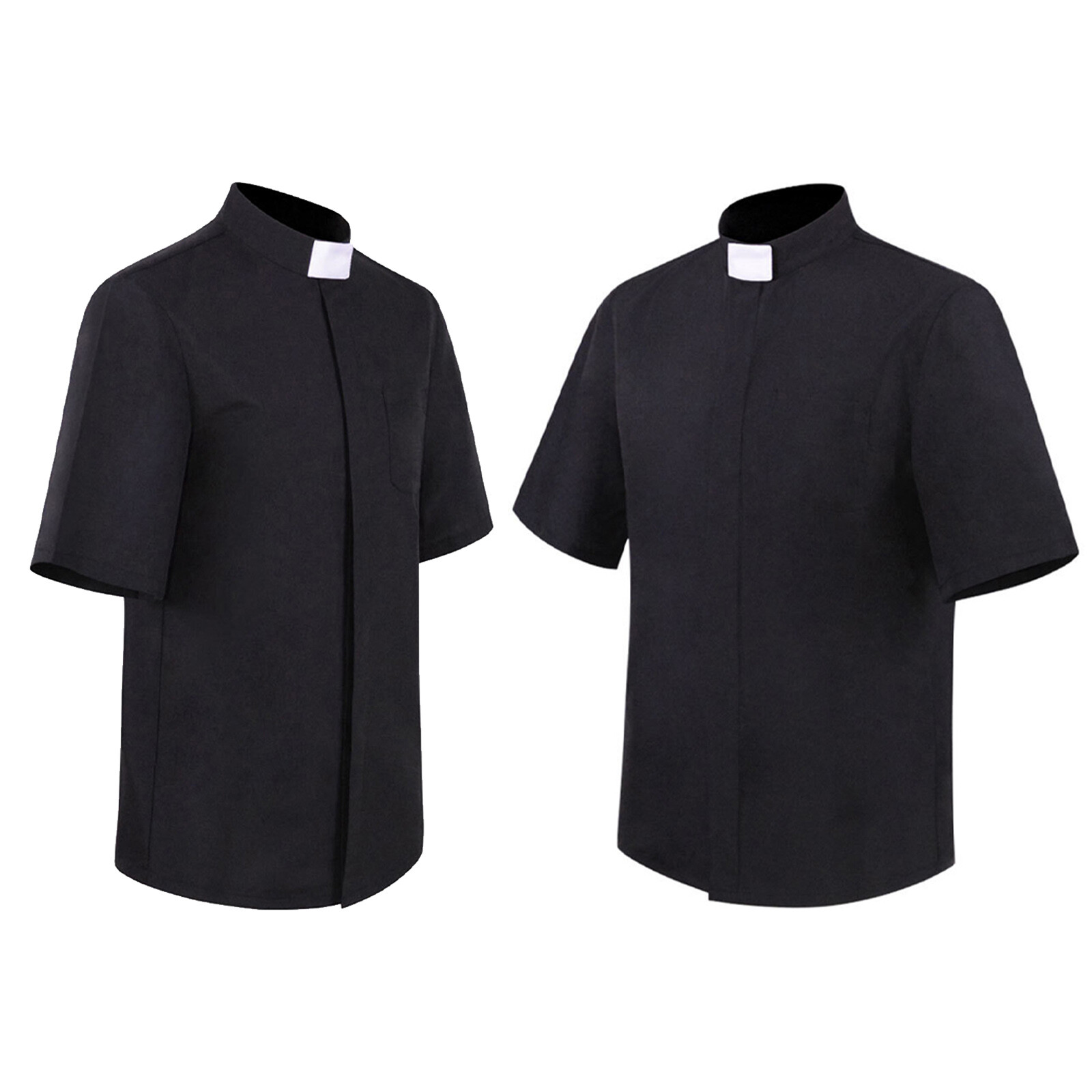Mens Stand Collar Clergy Shirt Priest Pastor Minister Preacher Button Down Shirt gallery