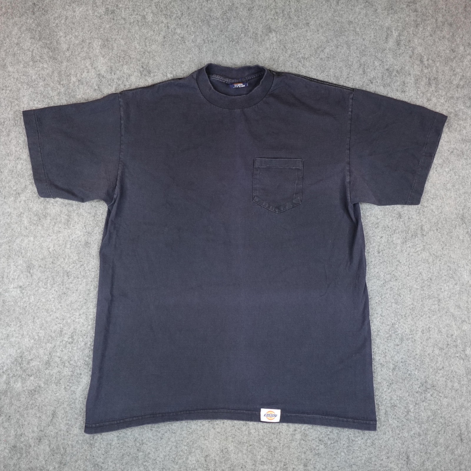Vintage Dickies Shirt Men XL Navy Pocket Tee Made In USA Single Stitch Faded 90s gallery
