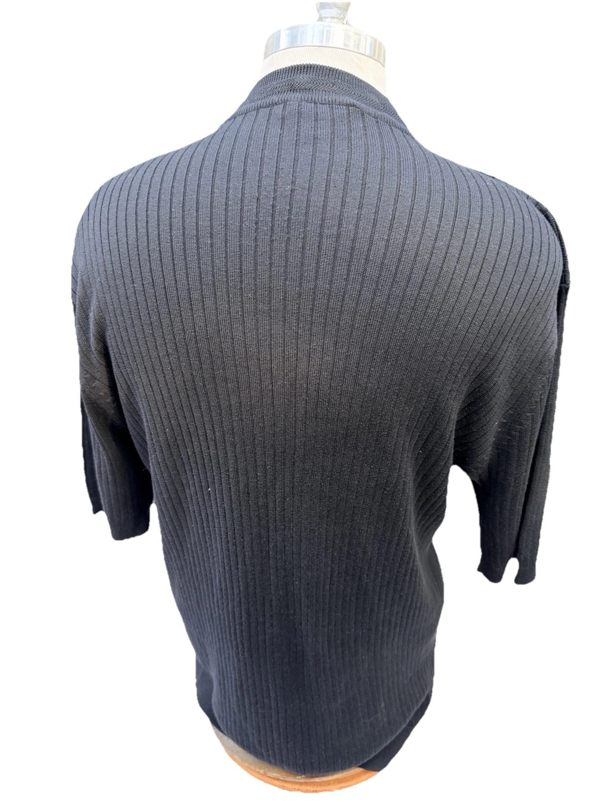 Joey Richi Black Short Sleeve Casual Crew Neck Textured Shirt 2XL Silk Blend gallery