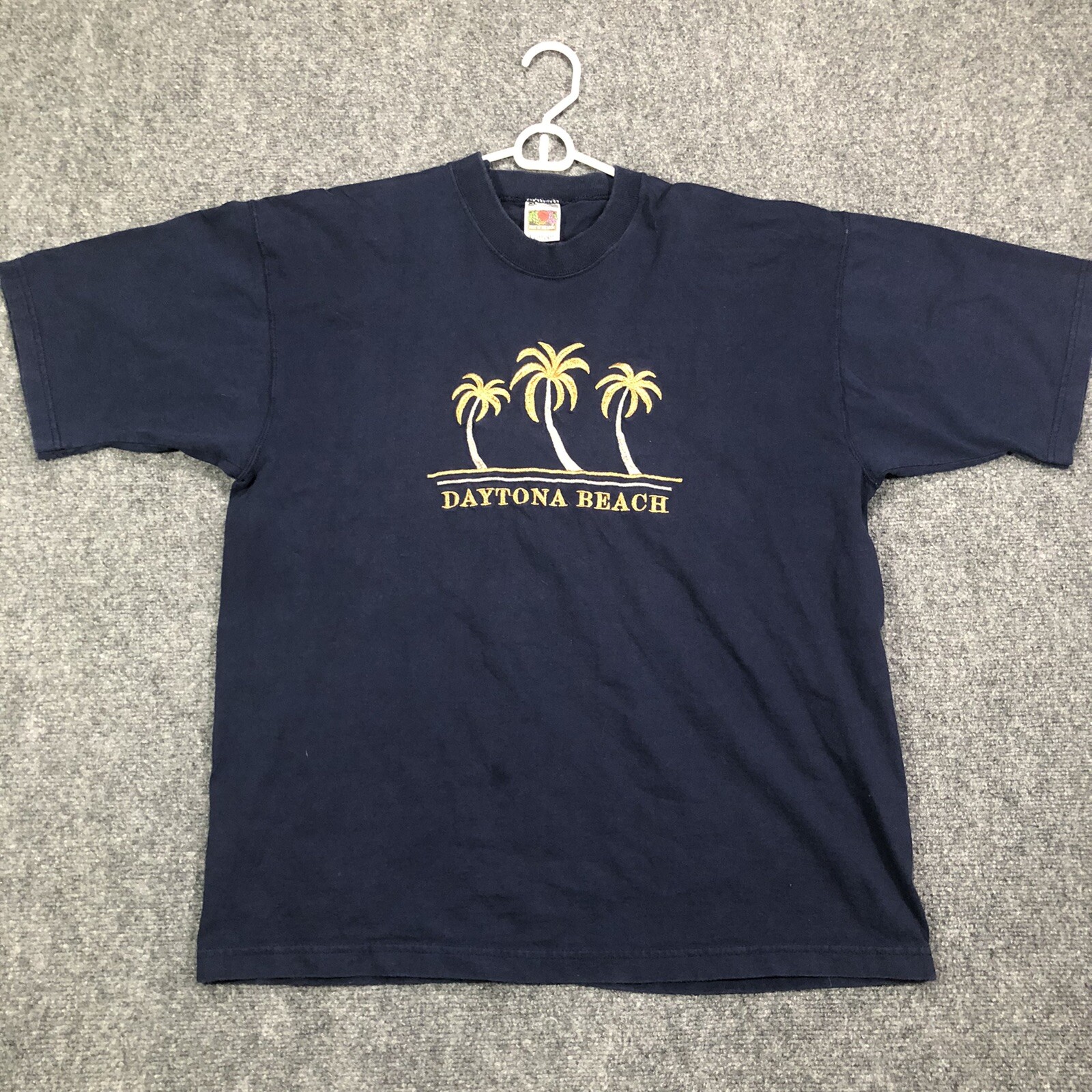 Vintage 90s Daytona Beach Embroidered T Shirt Rare Made In USA Size XL