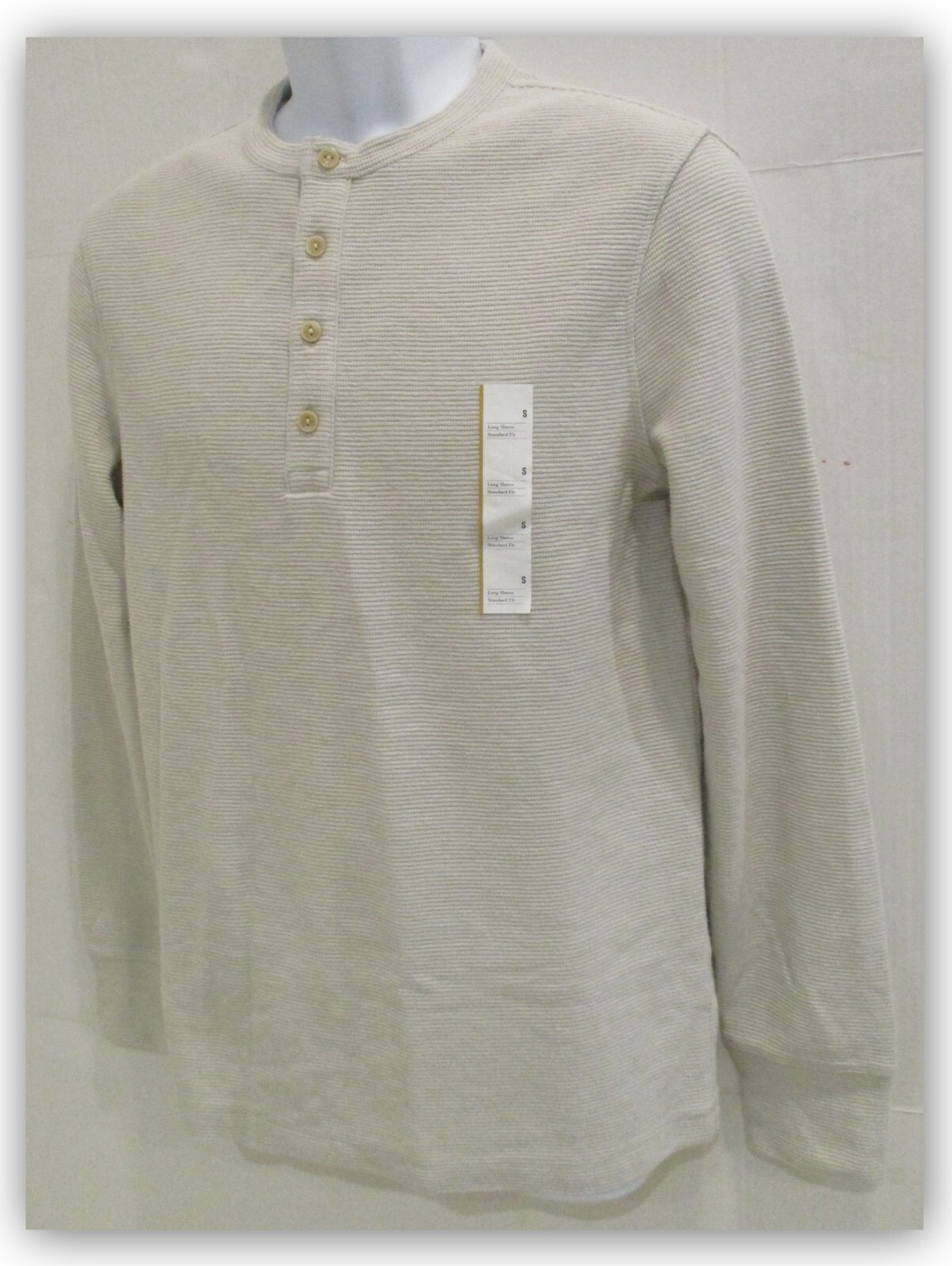 Long Sleeve Textured 4 Button HENLEY Shirts Goodfellow Tan / Brown / Green gallery