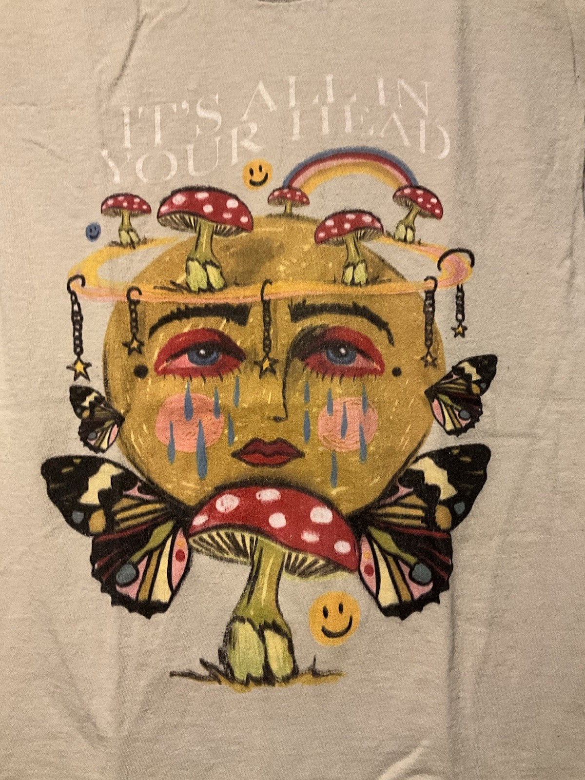 Teen Hearts Clothing It’s All In Your Head Tan Art Shirt Men’s Medium gallery