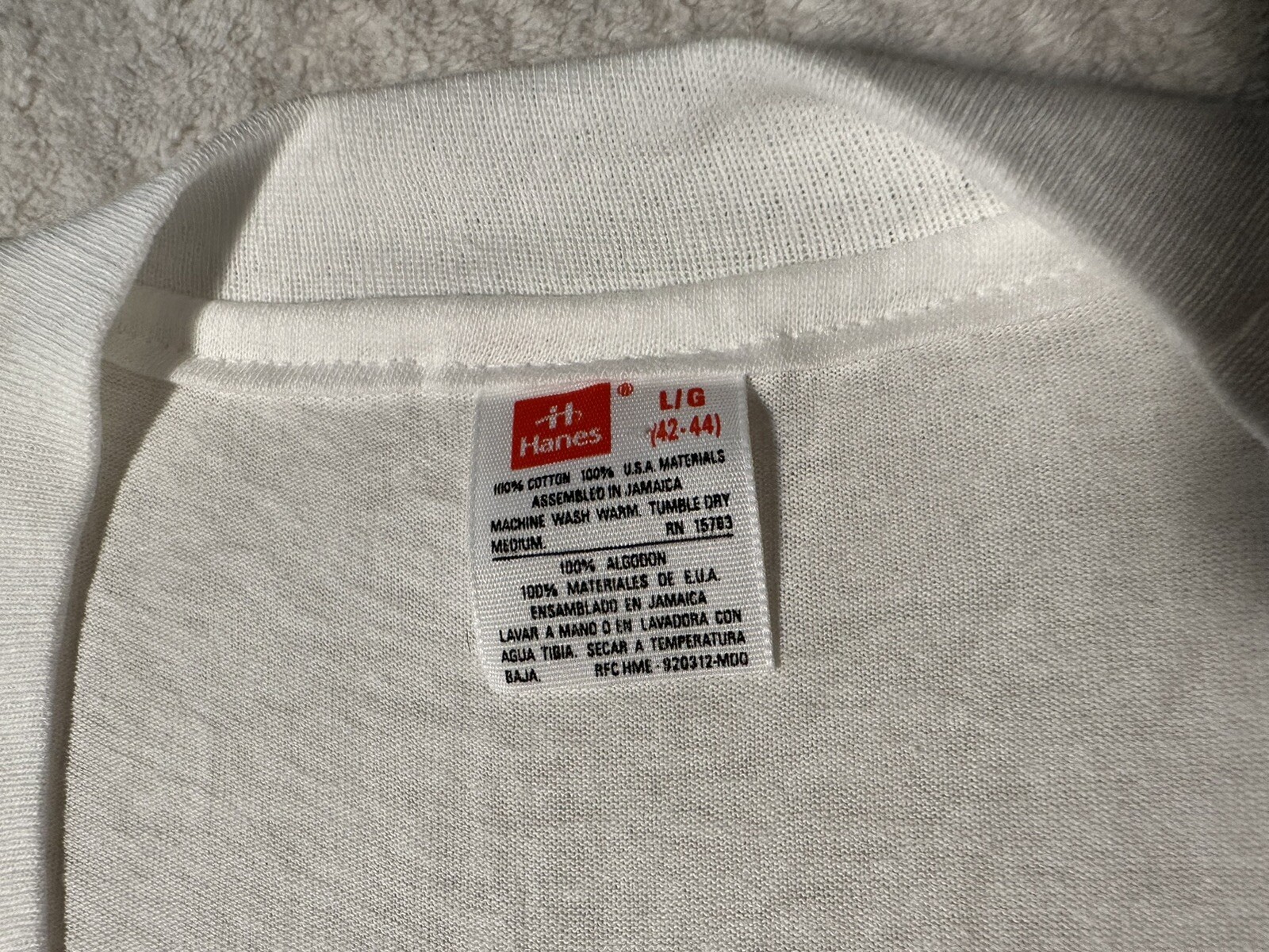 Vintage 1980s 1990s Hanes V Neck Basic Blank Single Stitch T-Shirt, L, Deadstock gallery