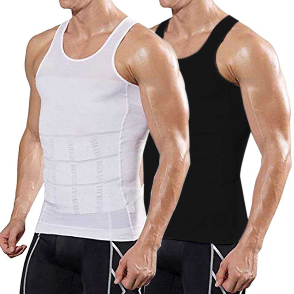 Men's Classic Slimming Body Shaper Vest Abs Abdomen Workout Compression Shirt US gallery