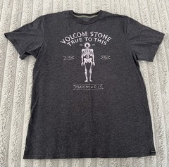 Volcom Stone True To This T Skeleton MCMXCI 1991 Women’s Size Large Heather Gray
