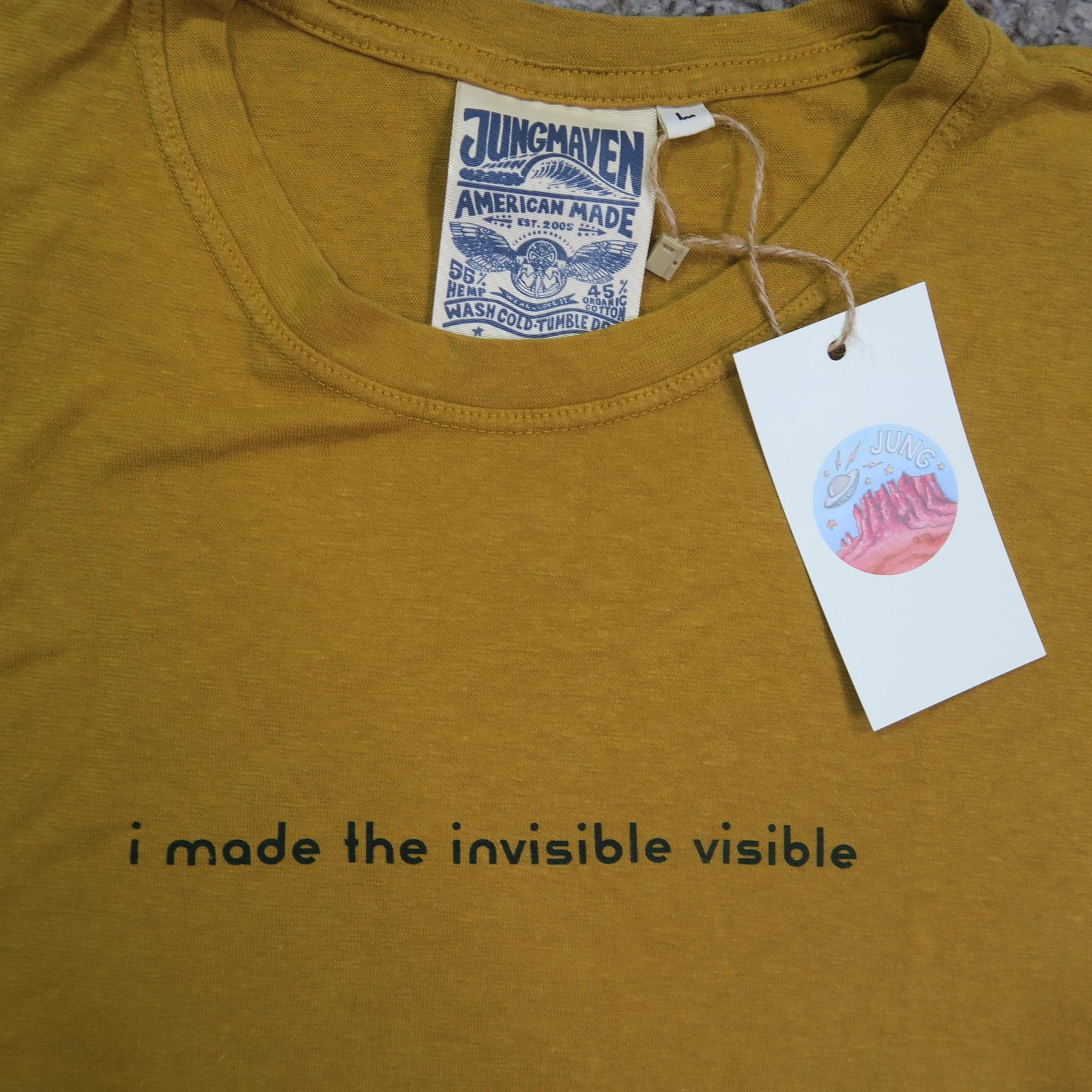 NWT Jungmaven Shirt Mens Large Yellow Hemp Organic Cotton Blend Tee USA Crewneck gallery