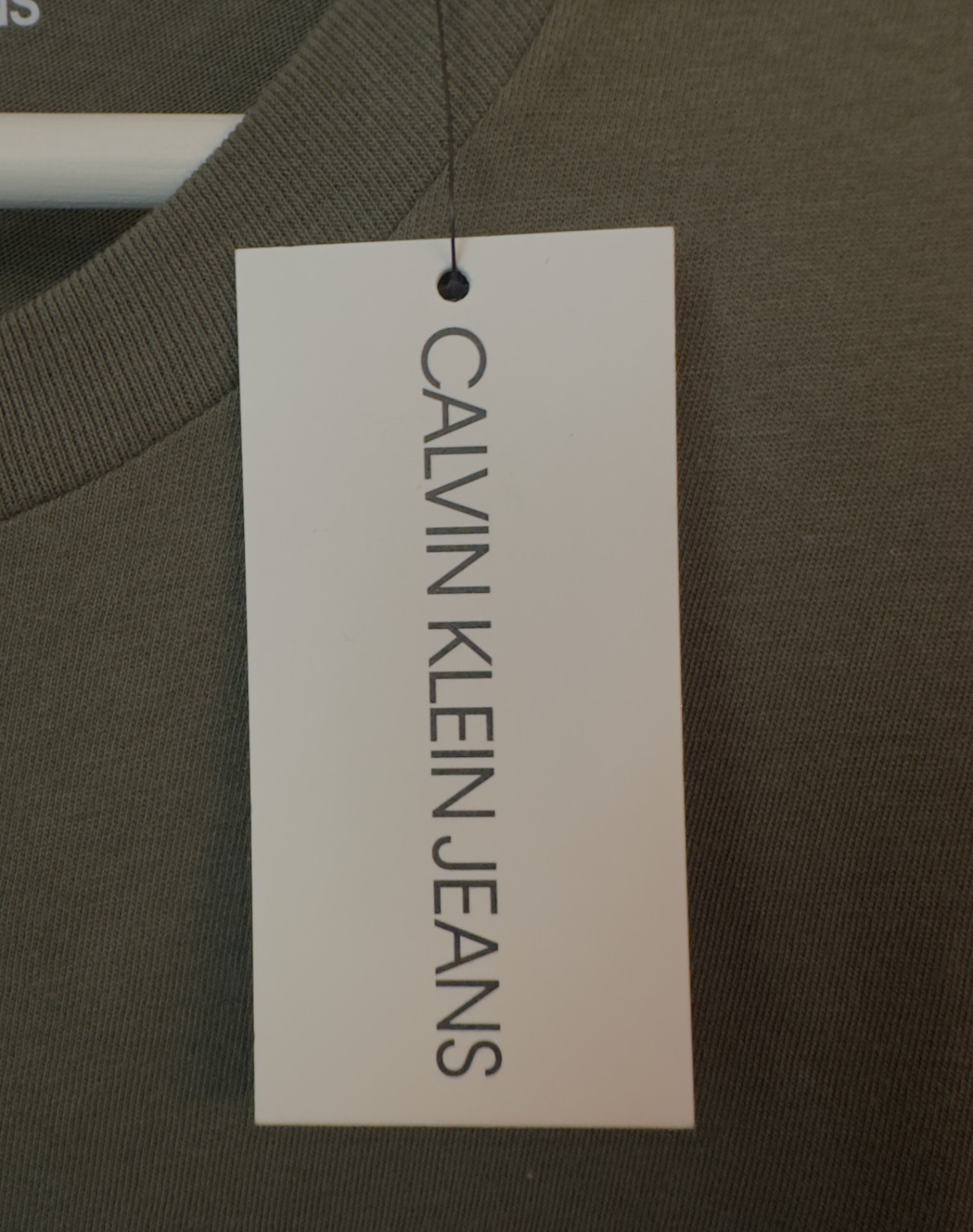 Calvin Klein Jeans T-Shirt Olive Green Blue Box Logo Medium Brand New Tags Mens gallery