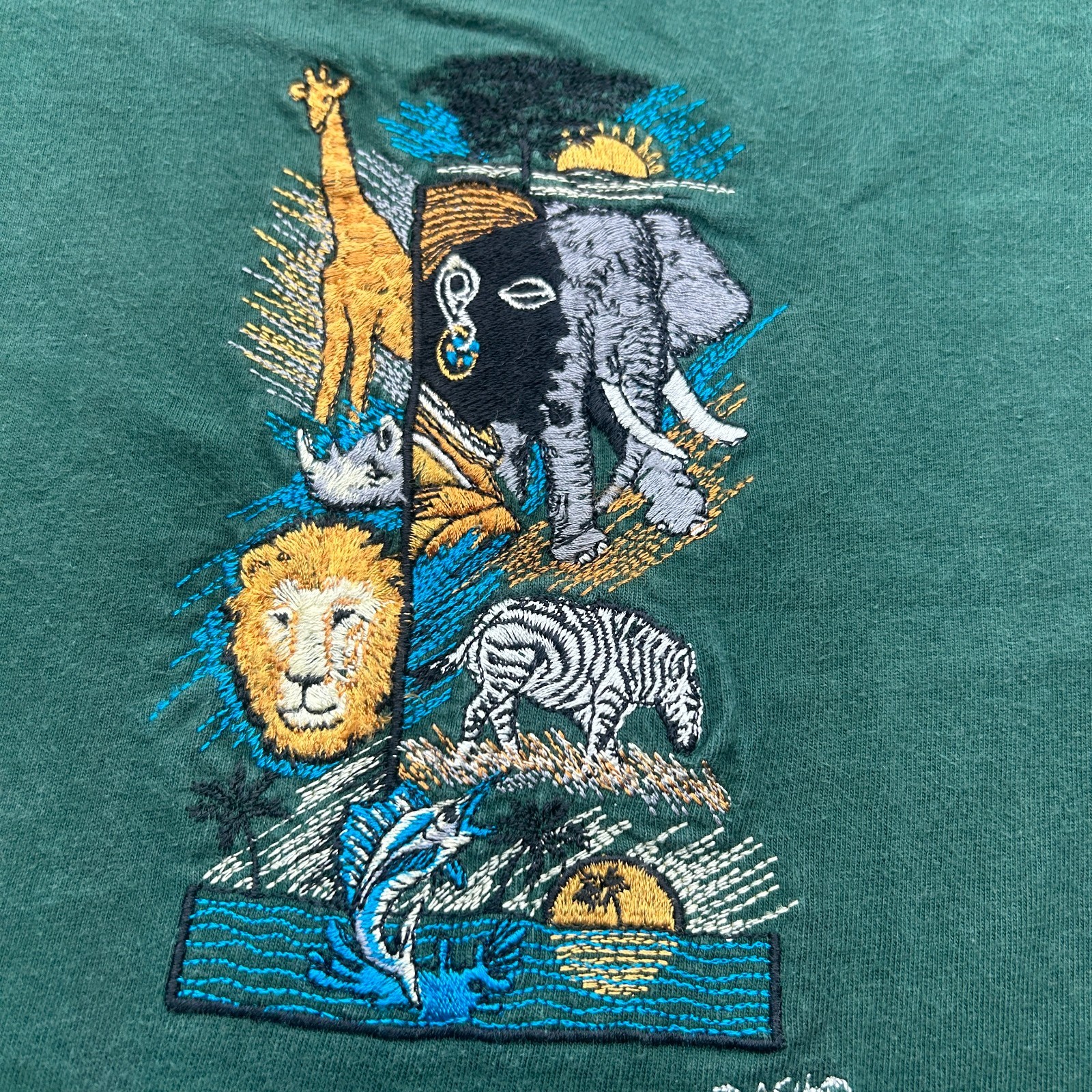 Dash Clothing Shirt Mens XL Embroidered Graphic Tee Africa Travel Animal Lion gallery