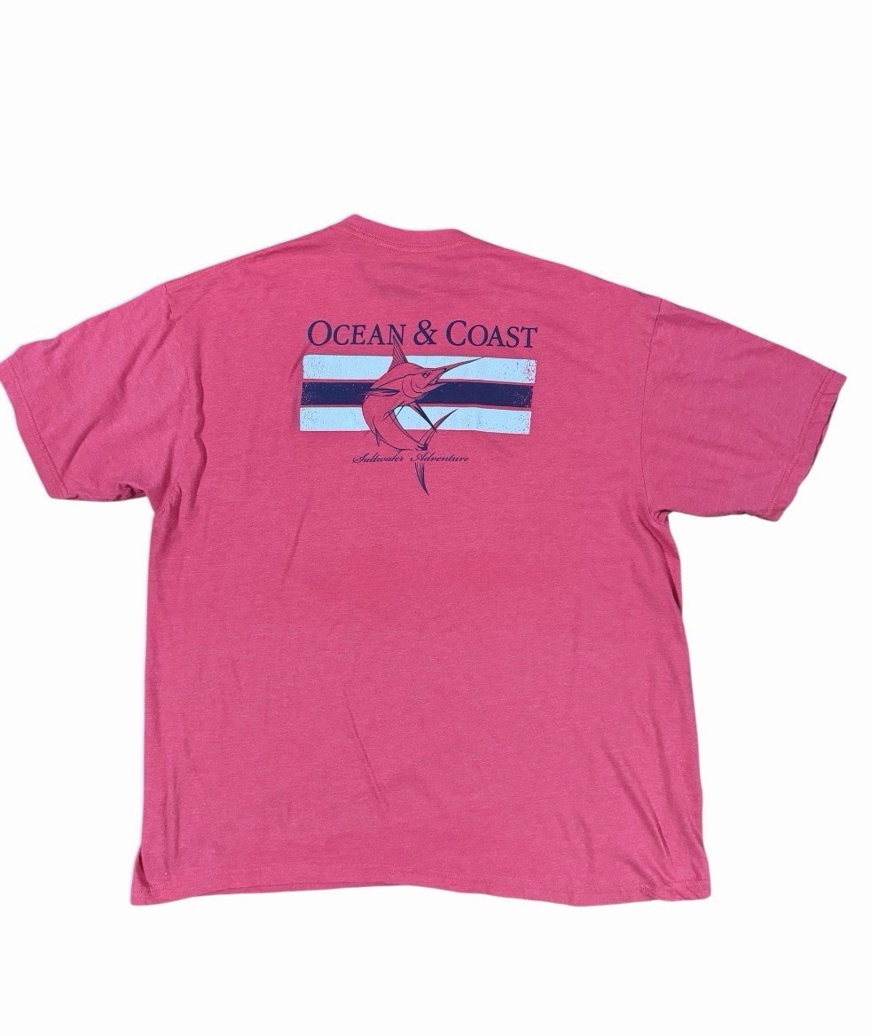 Ocean + Coast Saltwater Adventure Mens Swordfish Red T-shirt Size 3XLT gallery