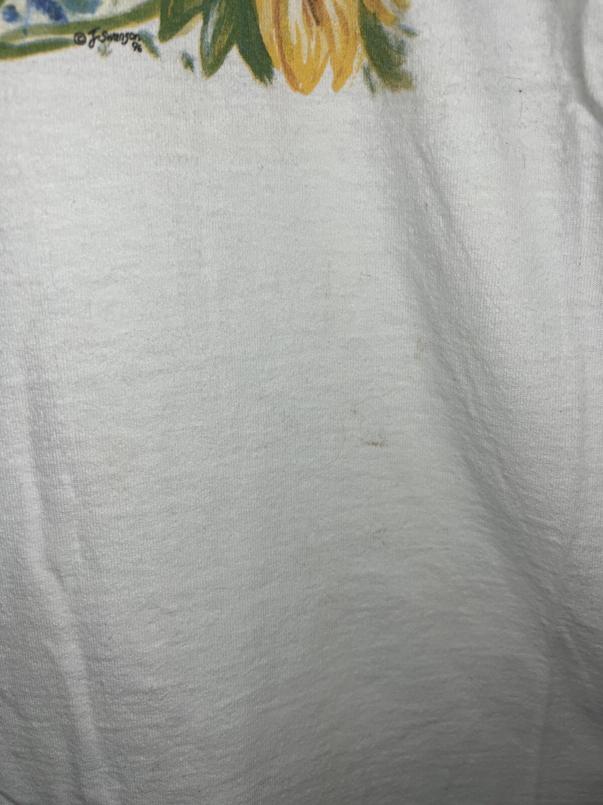 Vintage 1996 Sunflowers Outdoor Nature Art T-Shirt Large White USA Made FOTL SEE gallery