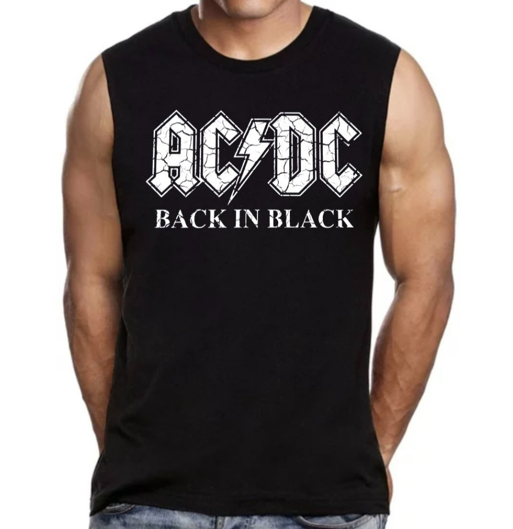 AC/DC Back in Black Rock Band Men's Black Muscle Shirt gallery