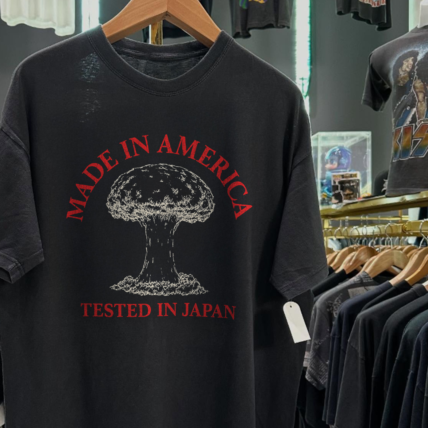 90s Made In America 'Tested In Japan' Washed T-Shirt Black L gallery