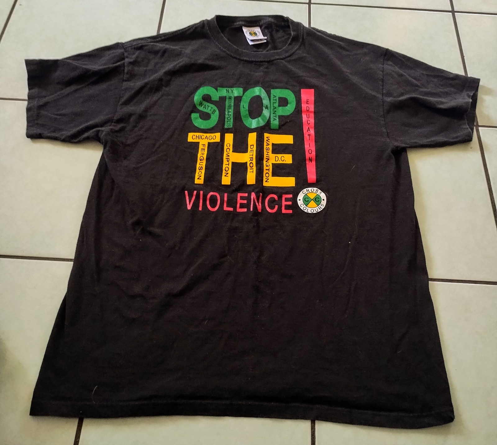 Cross Colours Vintage 90’s T Shirt, Stop The Violence