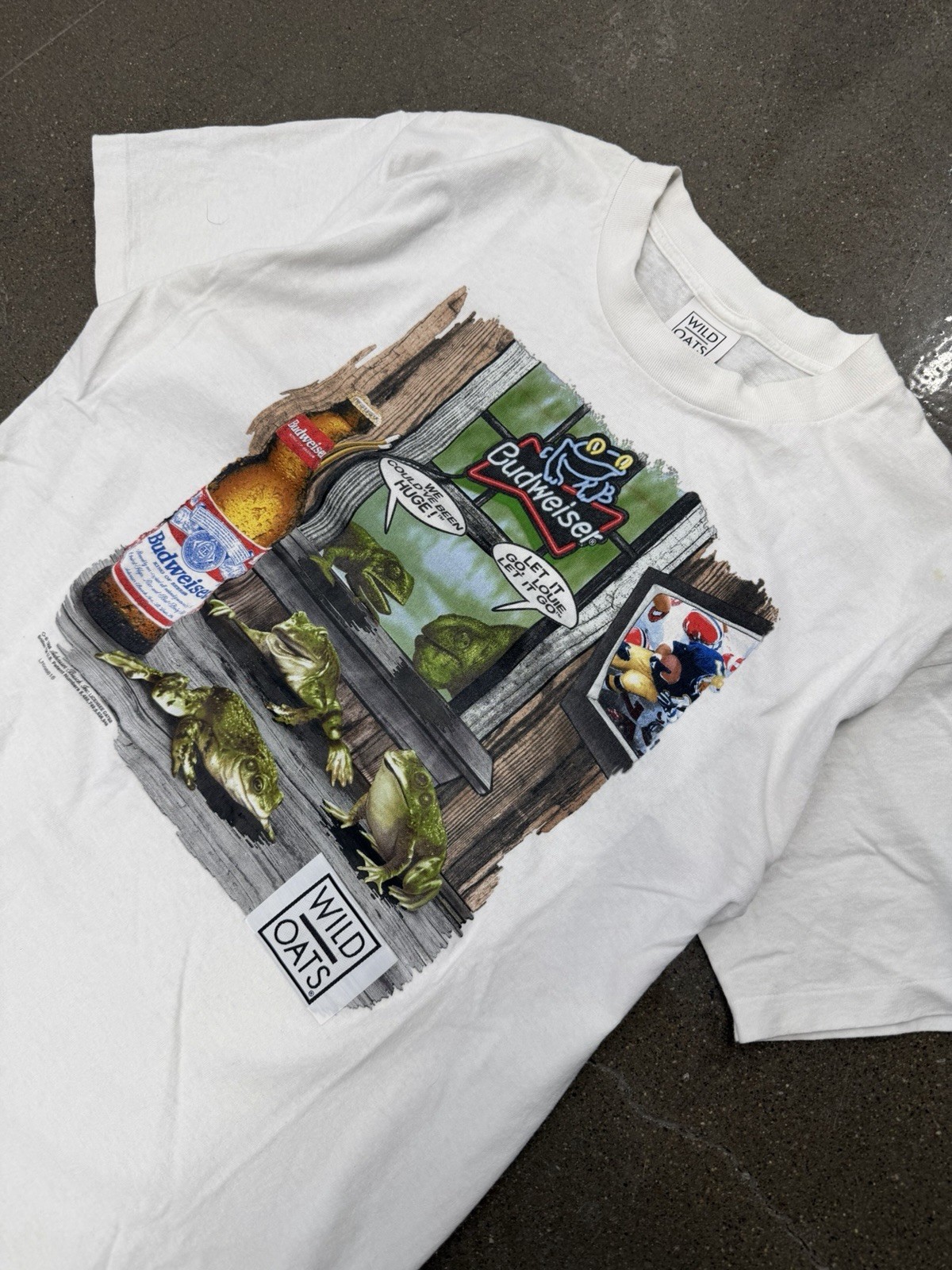 Vintage Bud-weis-errr Frogs T-shirt Large Wild Oats Budweiser gallery