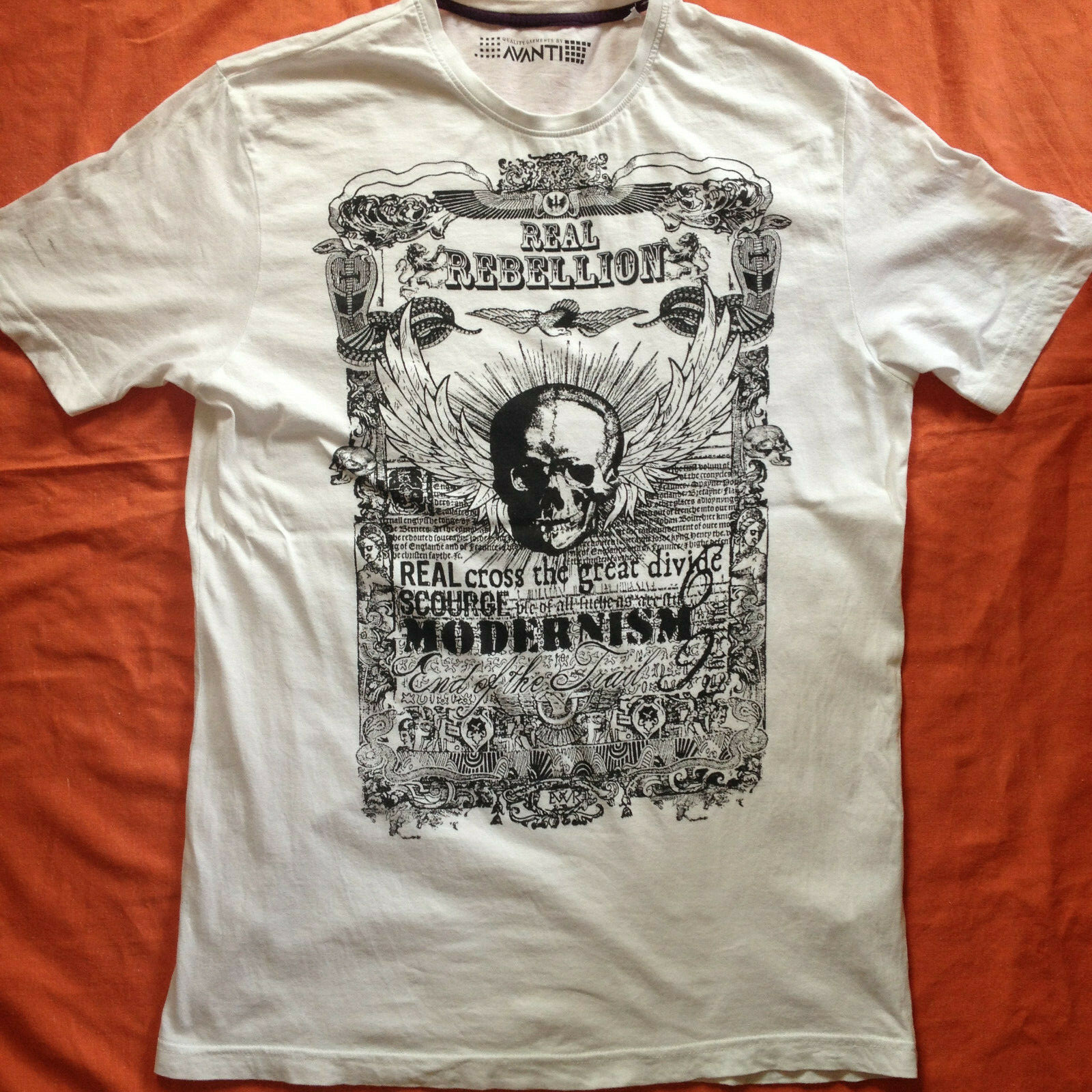 ITALIAN AVANTI REBELLION CHAOS SKULL ANTI GOVT CONSERVATIVE LONG T-SHIRT LARGE