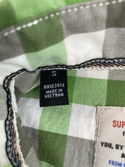 super bad shirt company men’s button down green plaid short sleeve size S small